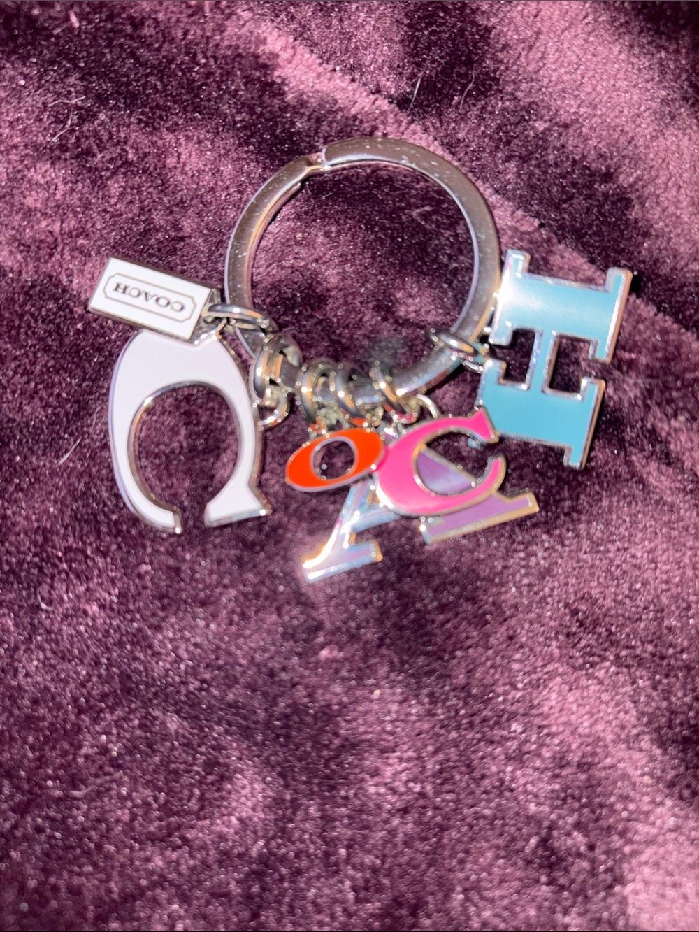 EUC Coach Multi-Color Enamel Letter Charm Keyring
